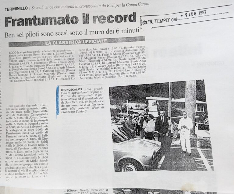 Scopri di più sull'articolo Frantumato il record (Il Tempo)